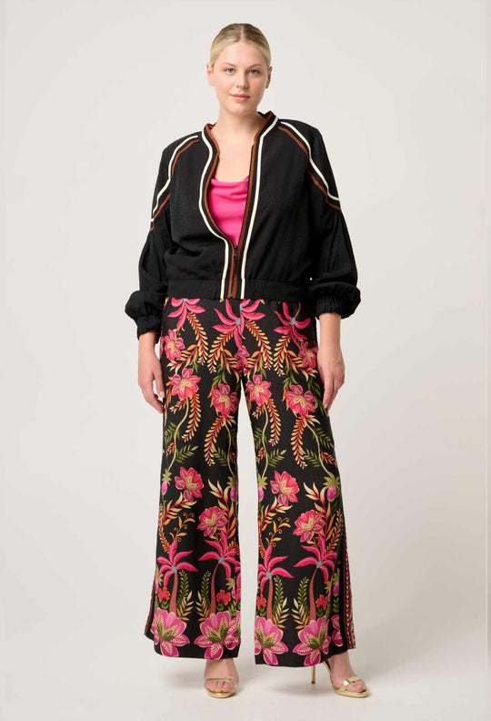 Arabella Reversible Viscose Jacket in Anthos Lótos/Black