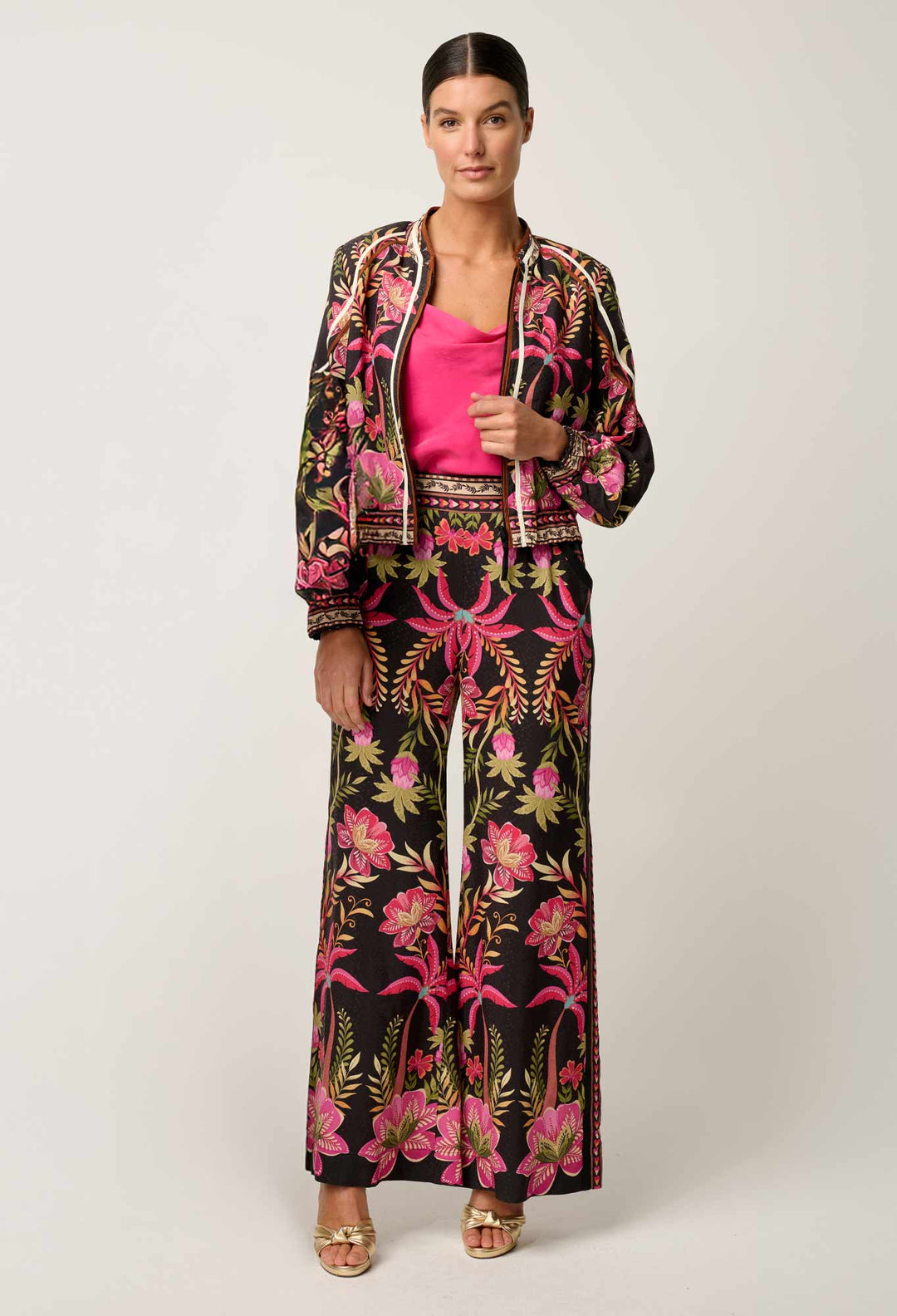 OnceWas Arabella Reversible Viscose Jacket in Anthos Lótos/Black