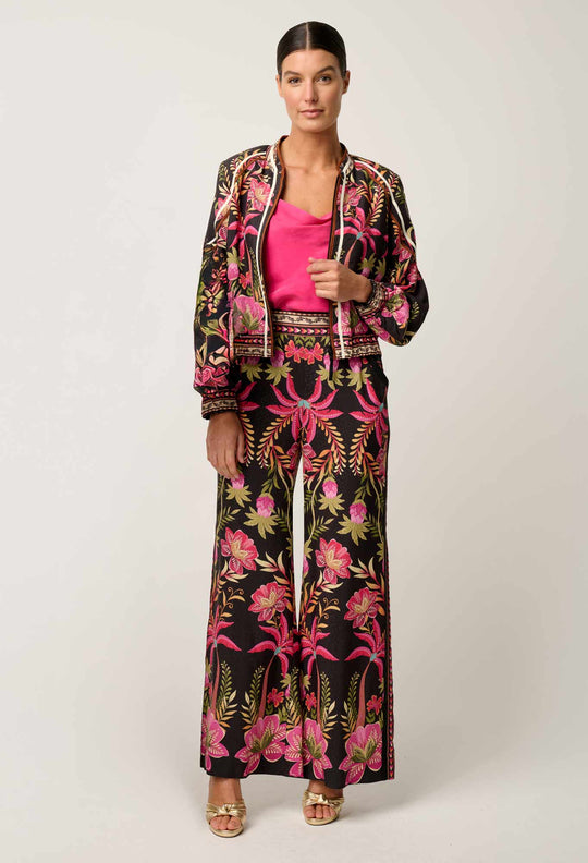 OnceWas Arabella Reversible Viscose Jacket in Anthos Lótos/Black