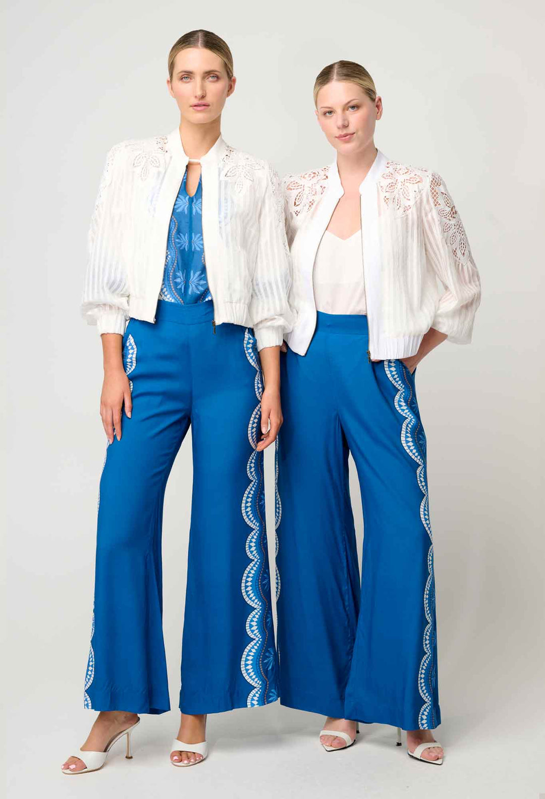 OnceWas Lamia Tencel Lace Detail Bomber in Ivory