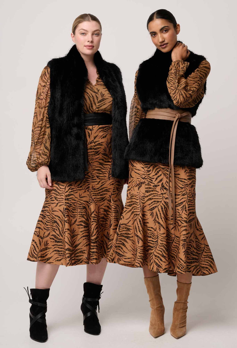 OnceWas Hazel Faux Fur Vest in Black