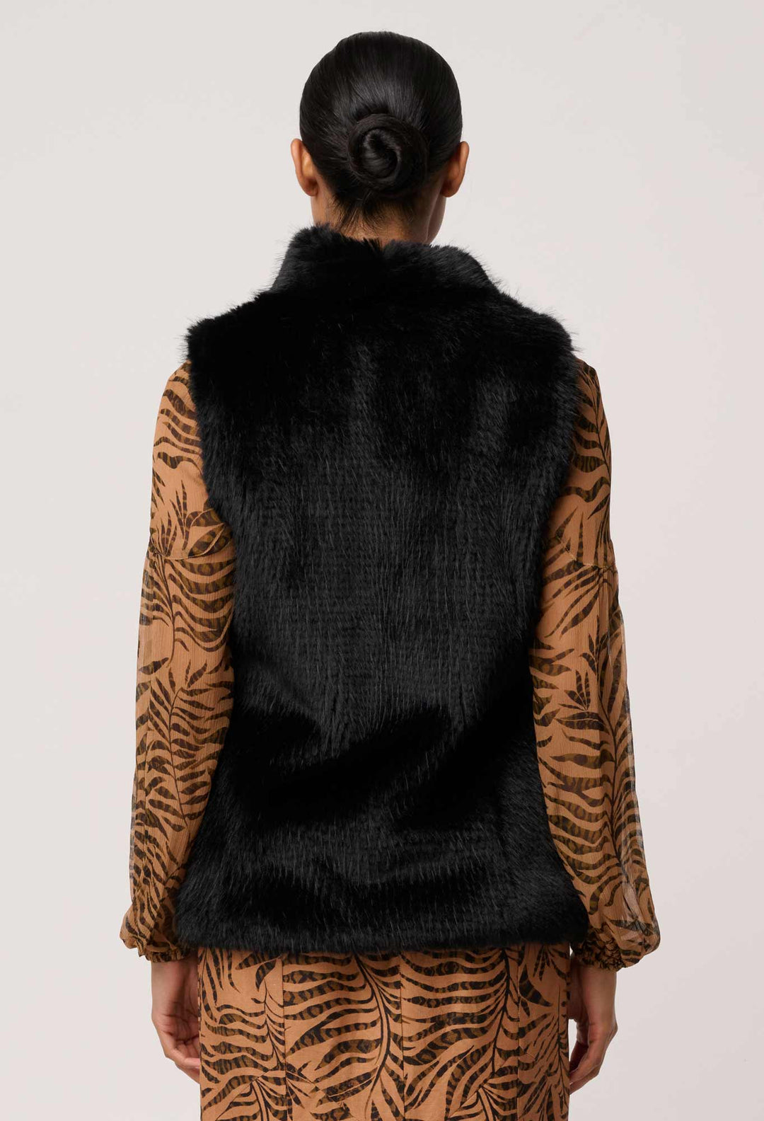 OnceWas Hazel Faux Fur Vest in Black