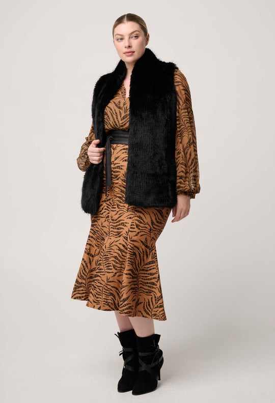 OnceWas Hazel Faux Fur Vest in Black