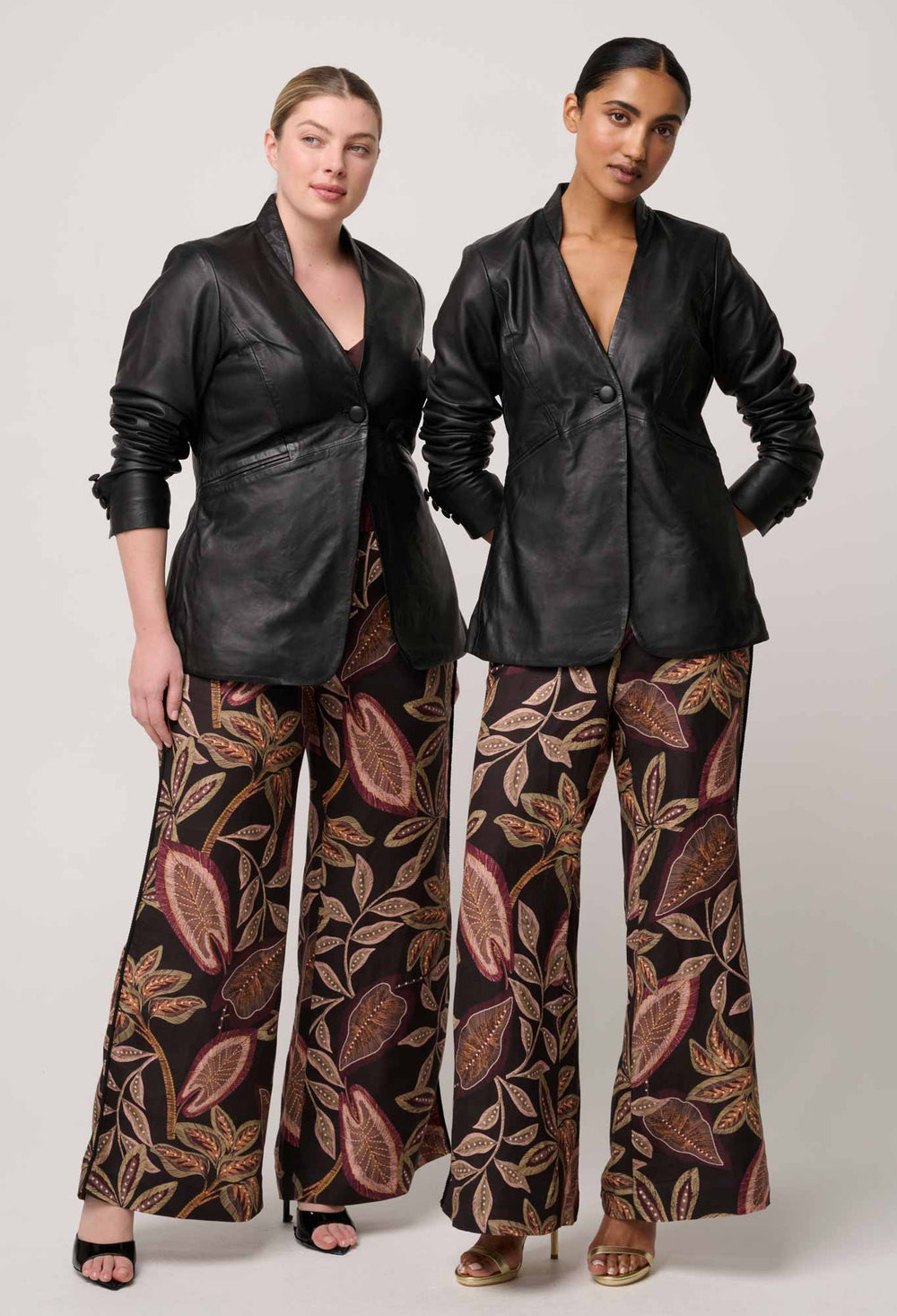 OnceWas Calypso Genuine Leather Panelled Blazer in Black