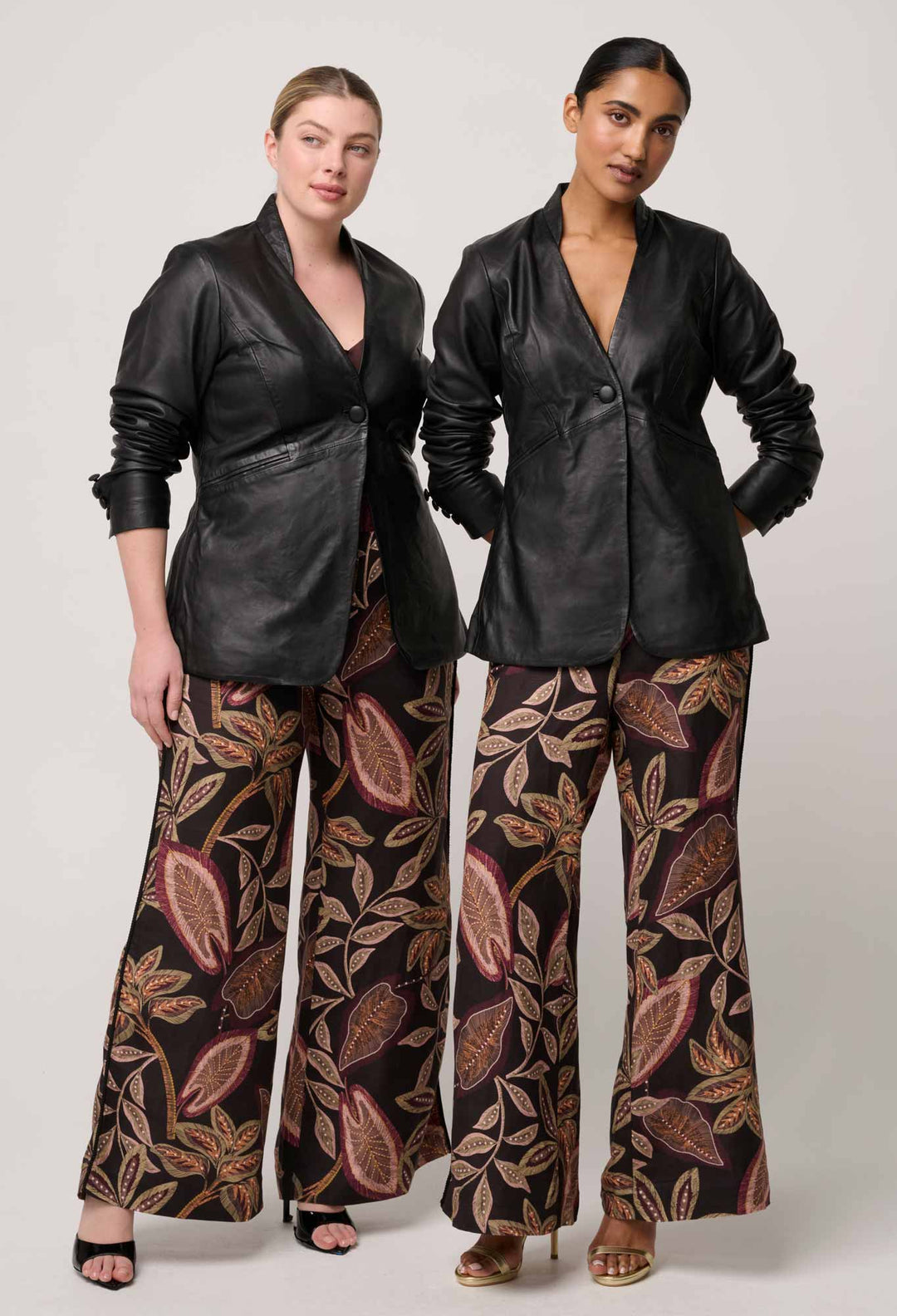 OnceWas Calypso Genuine Leather Panelled Blazer in Black