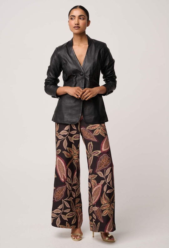 OnceWas Calypso Genuine Leather Panelled Blazer in Black