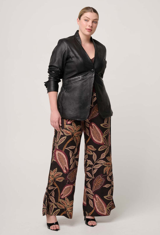 OnceWas Calypso Genuine Leather Panelled Blazer in Black