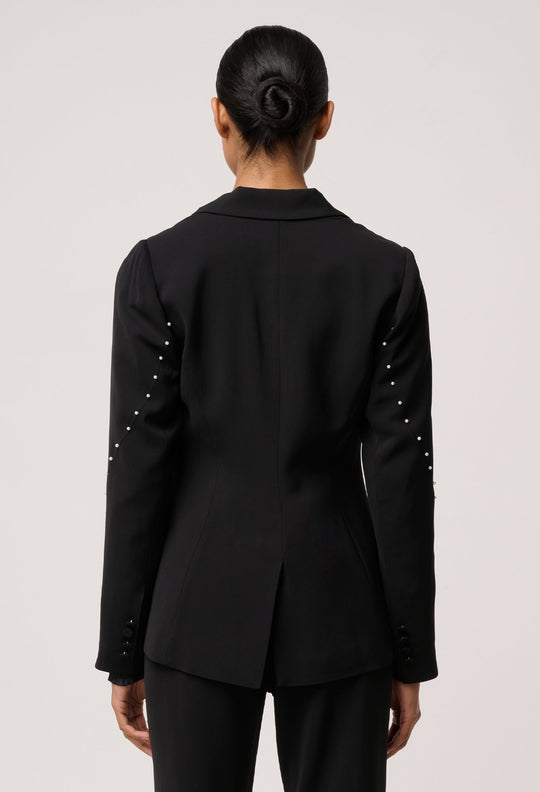 OnceWas Marcela Pearl Embellished Blazer in Black