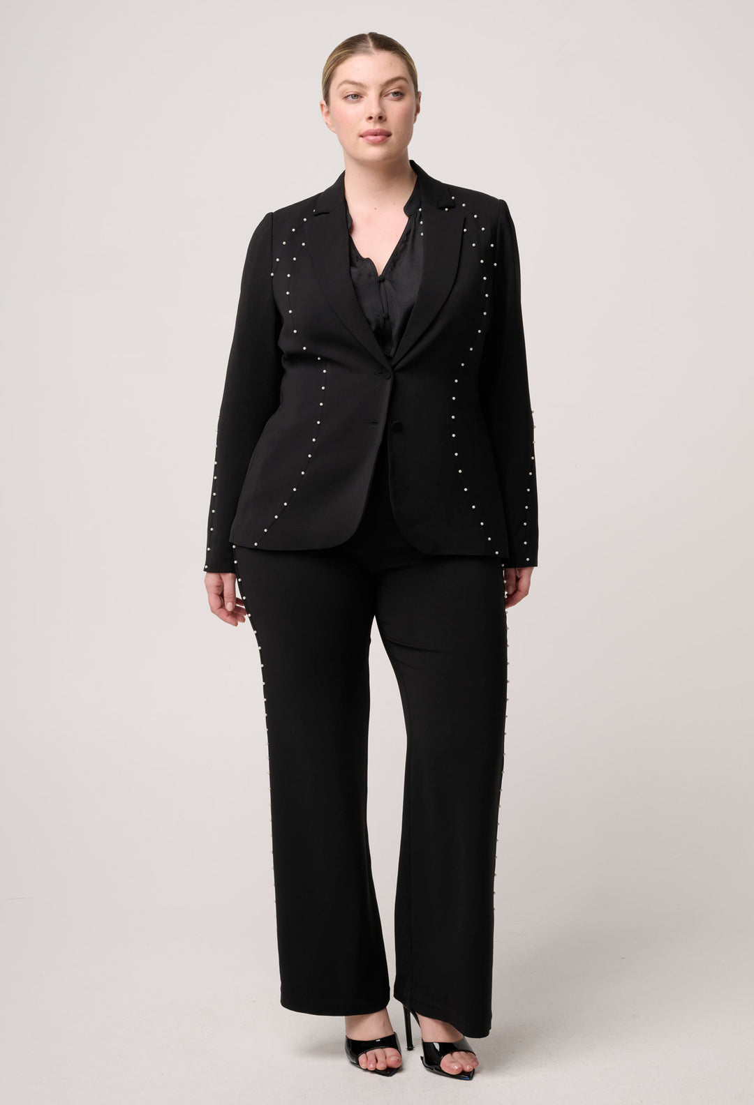 OnceWas Marcela Pearl Embellished Blazer in Black