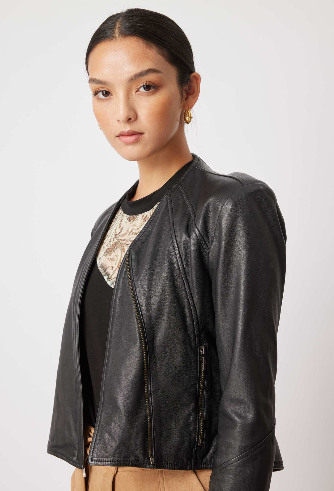 OnceWas Mahal Leather Jacket in Black