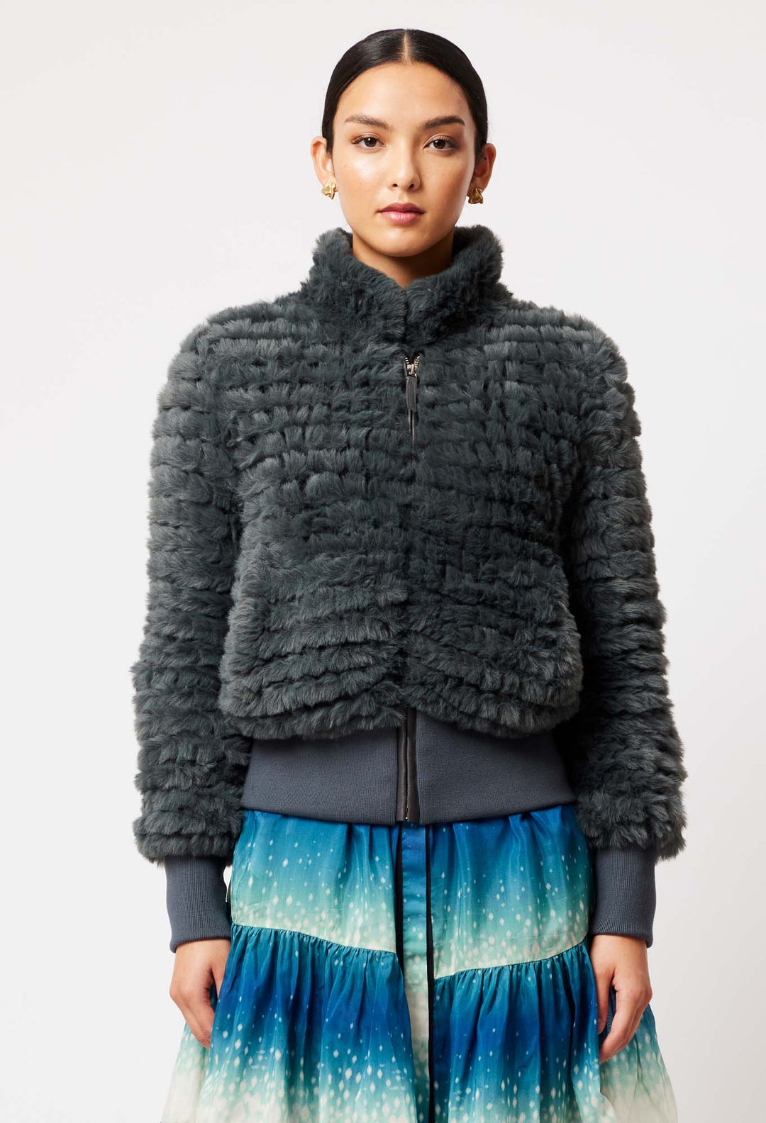 Novella Faux Fur Jacket in Mercury