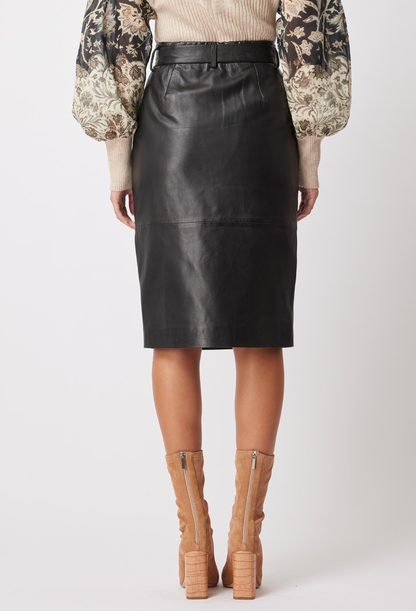 OnceWas Tallitha Leather Skirt in Black