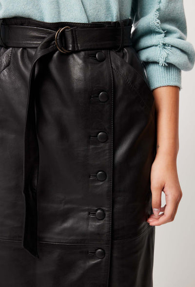 Tallitha Leather Skirt in Black