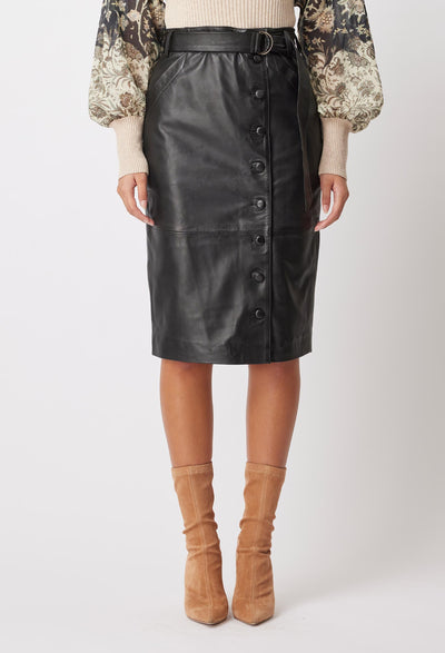 OnceWas Tallitha Leather Skirt in Black