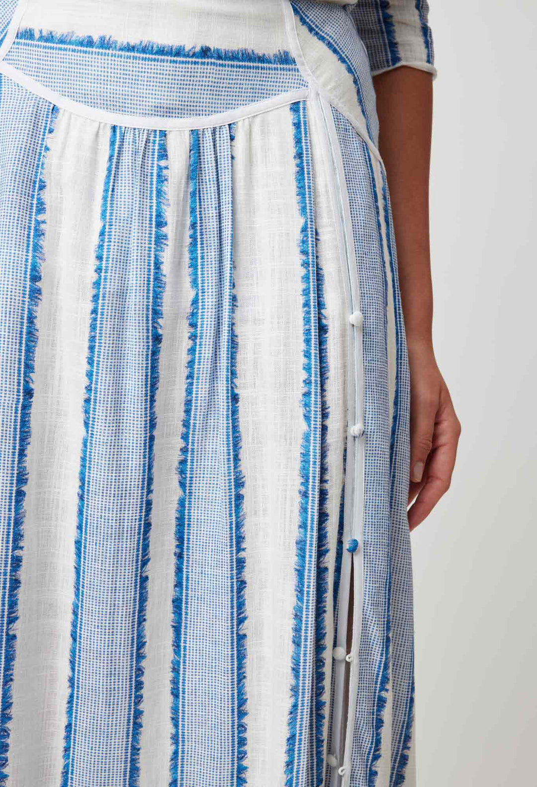 OnceWas Harmony Linen Viscose Skirt in Sorrento Stripe