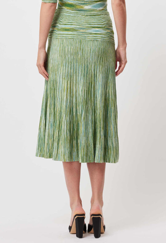 OnceWas Transit Rayon Knit Skirt In Jade Space Dye