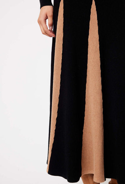 OnceWas Nova Merino Wool Knit Skirt in Black/Husk