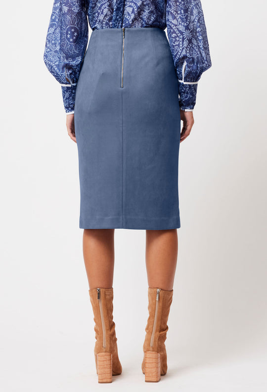 OnceWas Eddie Faux Suede Skirt in Zenith