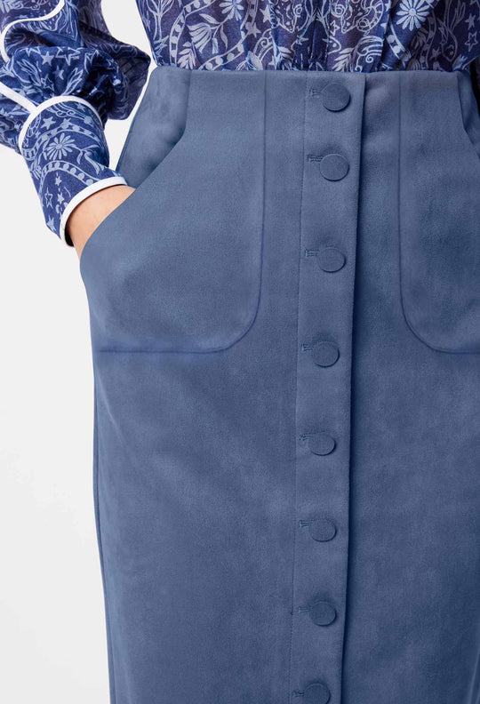 OnceWas Eddie Faux Suede Skirt in Zenith