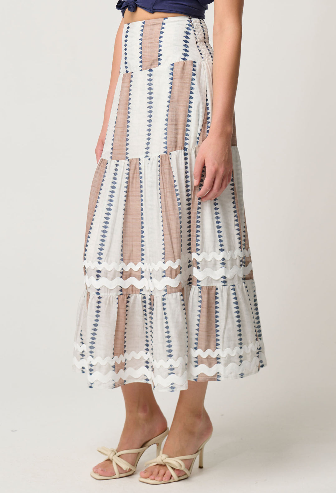 Bahia Cotton Silk Skirt in Cayman Stripe