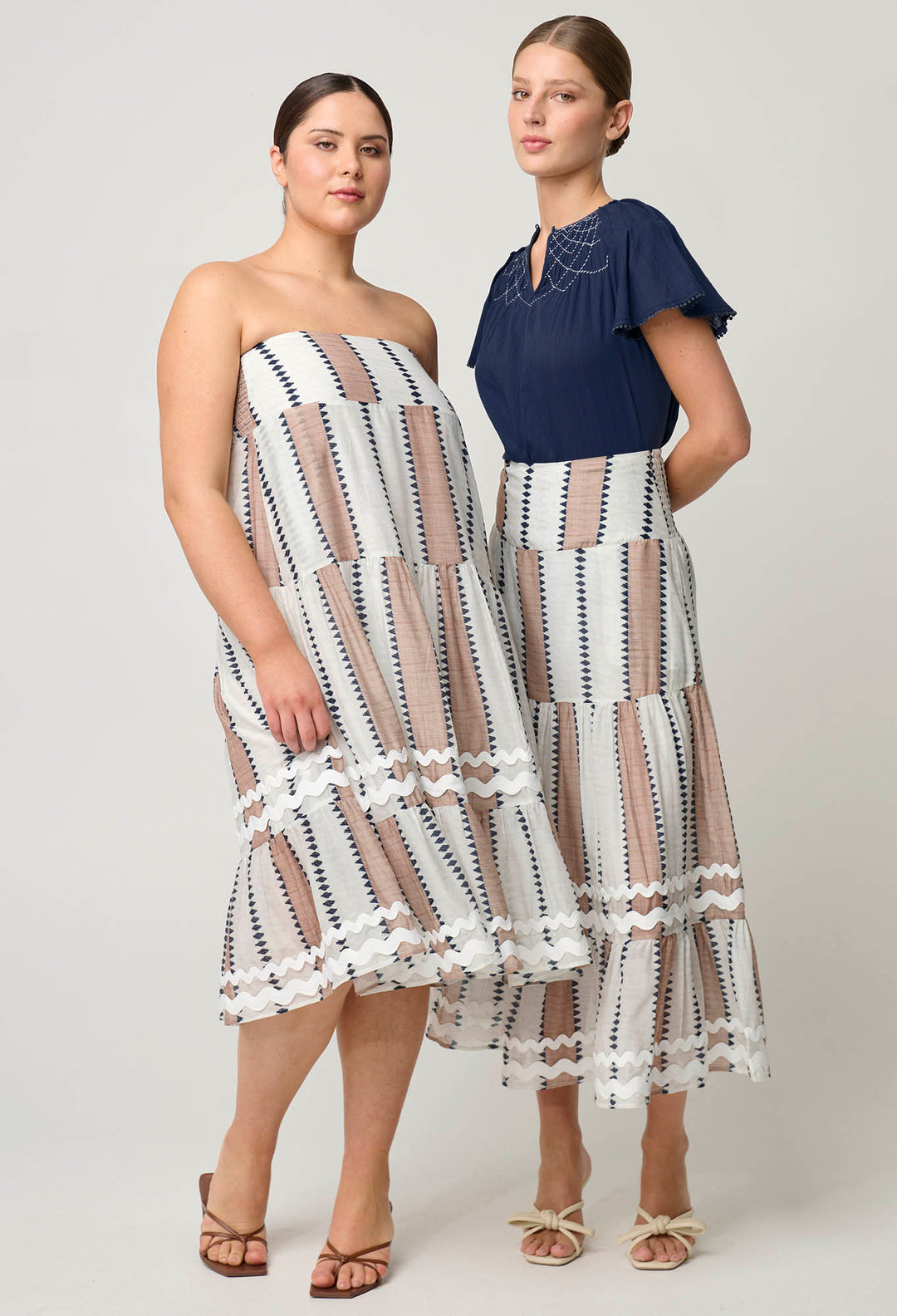 Bahia Cotton Silk Skirt in Cayman Stripe