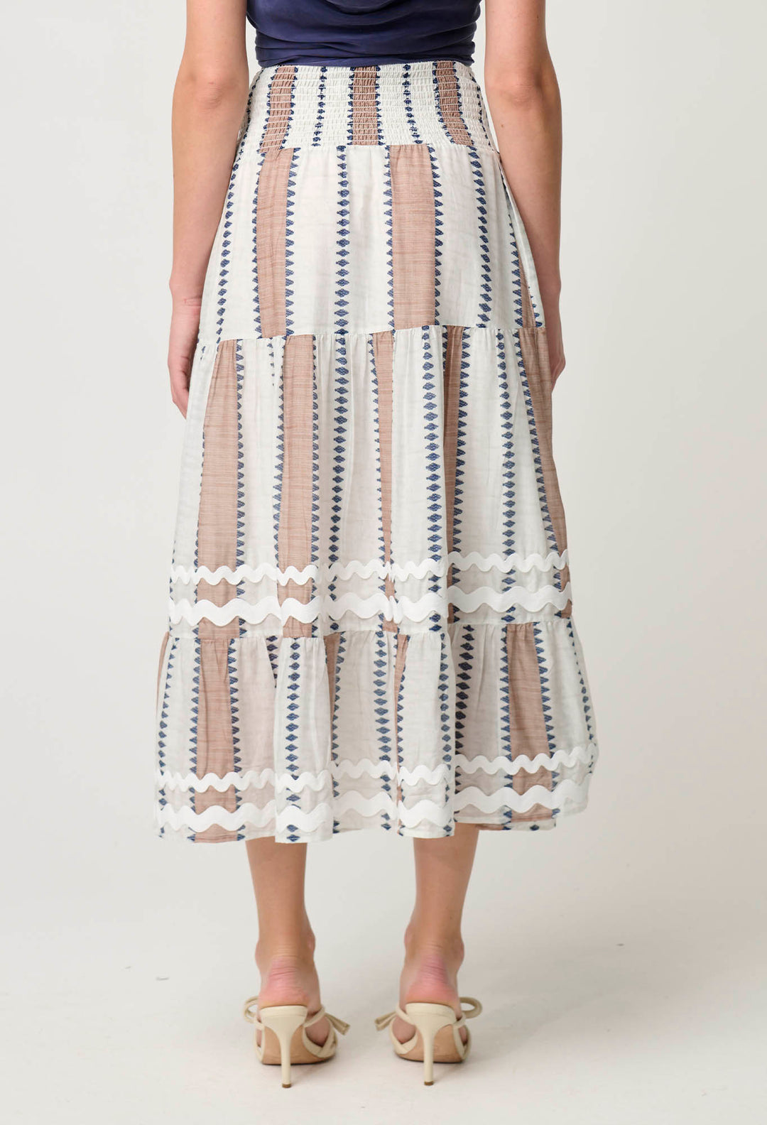 OnceWas Bahia Cotton Silk Skirt in Cayman Stripe