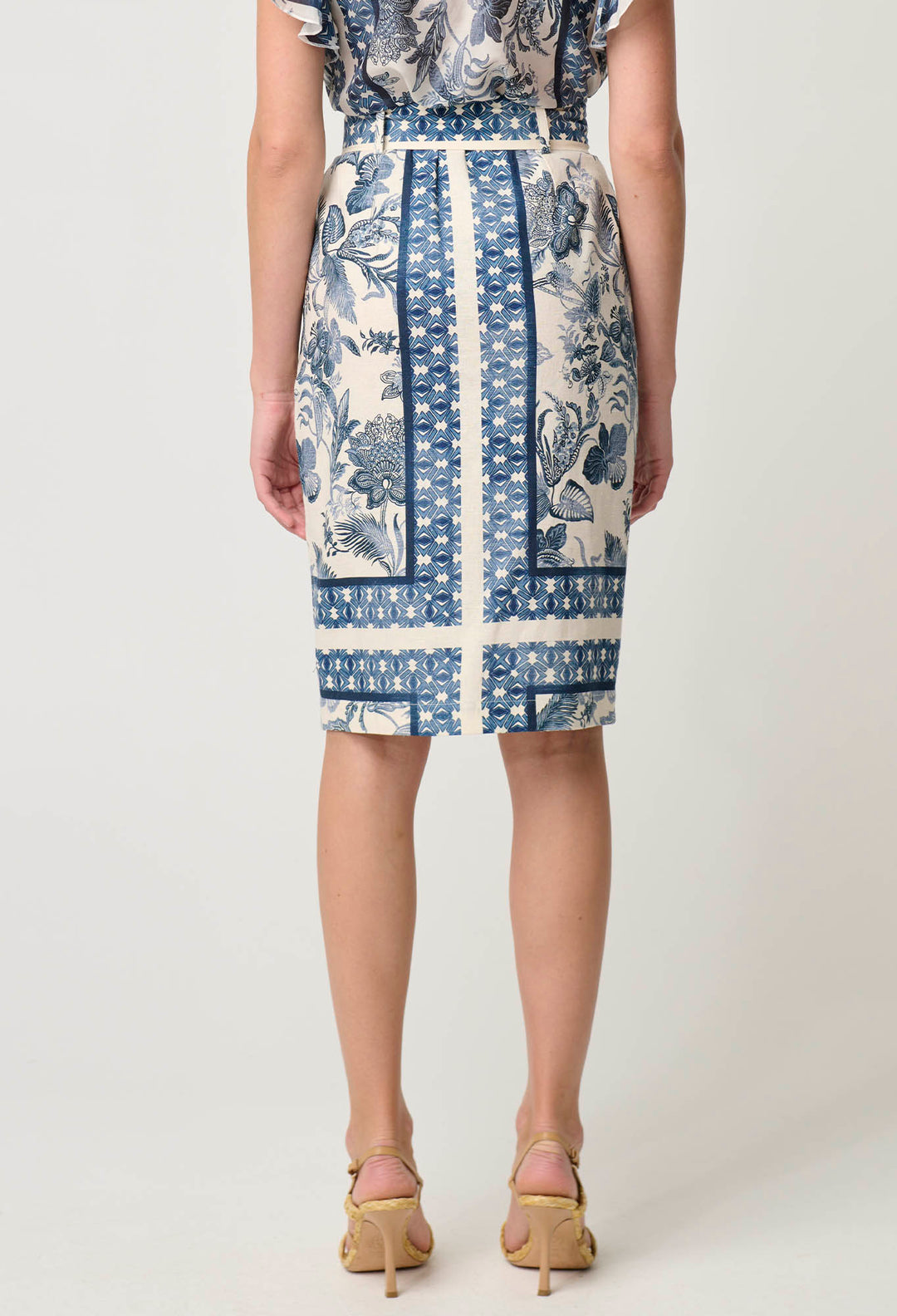 Delray Stretch Linen Viscose Skirt in Ink Flè Print