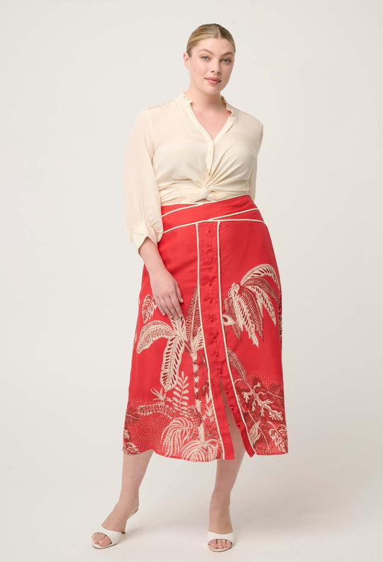 Chloe 100% Silk Criss Cross Cuffed Shirt in Cloud