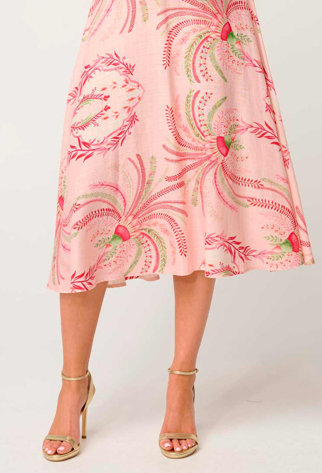 OnceWas Estrella Linen Viscose Yoke Skirt in Palmarosa