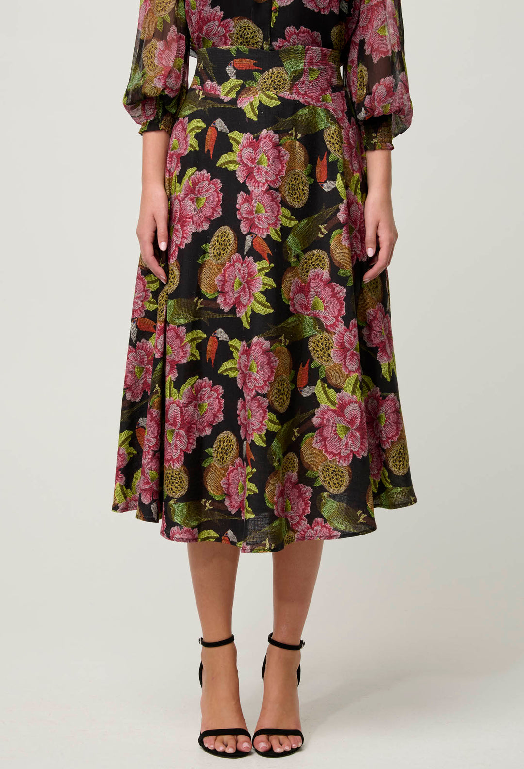 OnceWas Estrella Linen Viscose Skirt in  Winter Granadilla