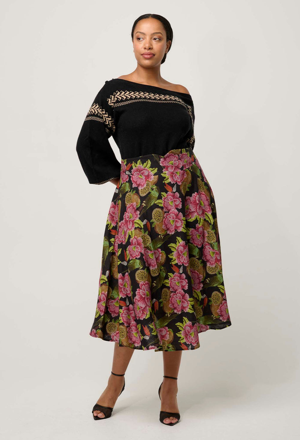 OnceWas Estrella Linen Viscose Skirt in  Winter Granadilla