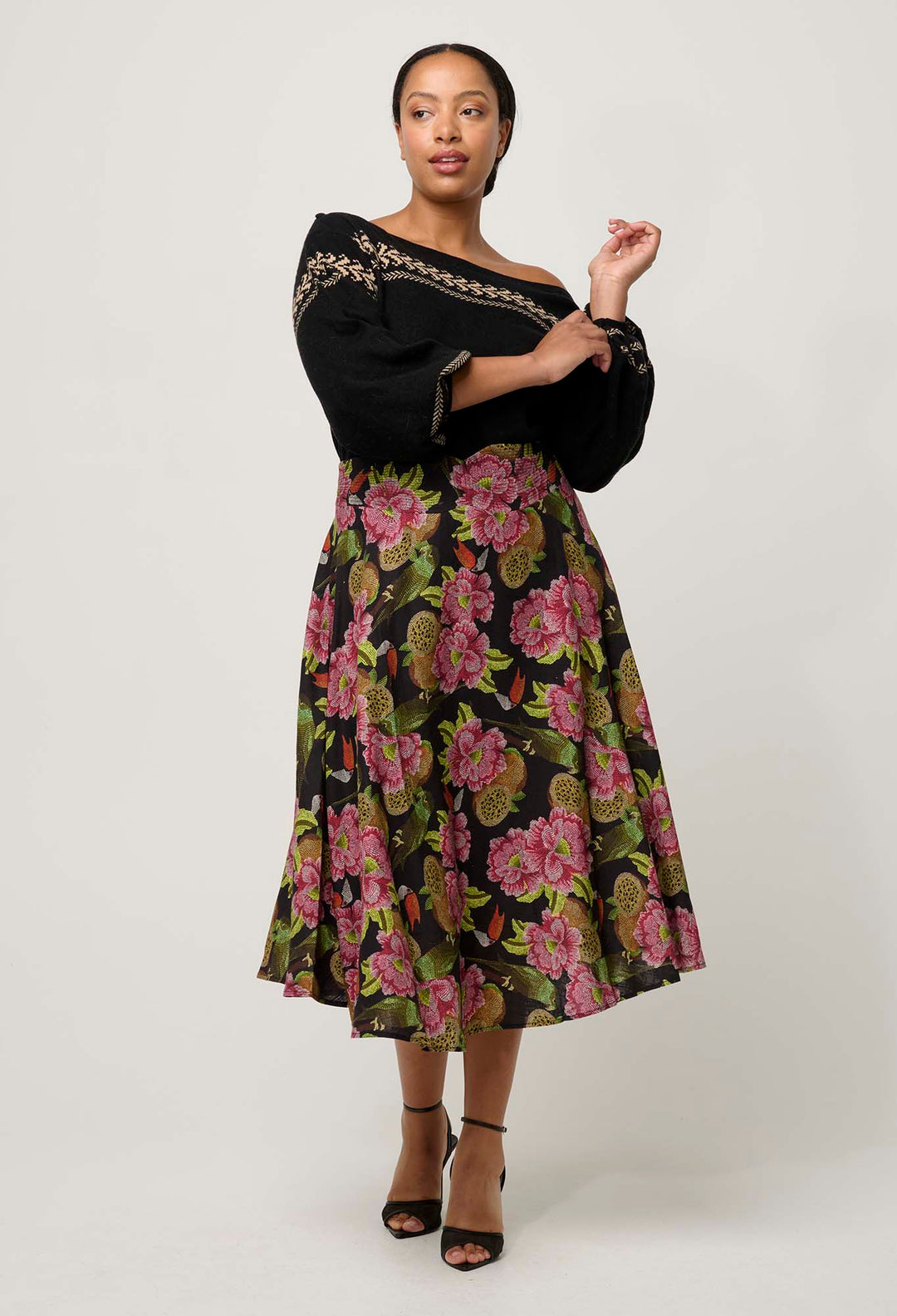 OnceWas Estrella Linen Viscose Skirt in  Winter Granadilla