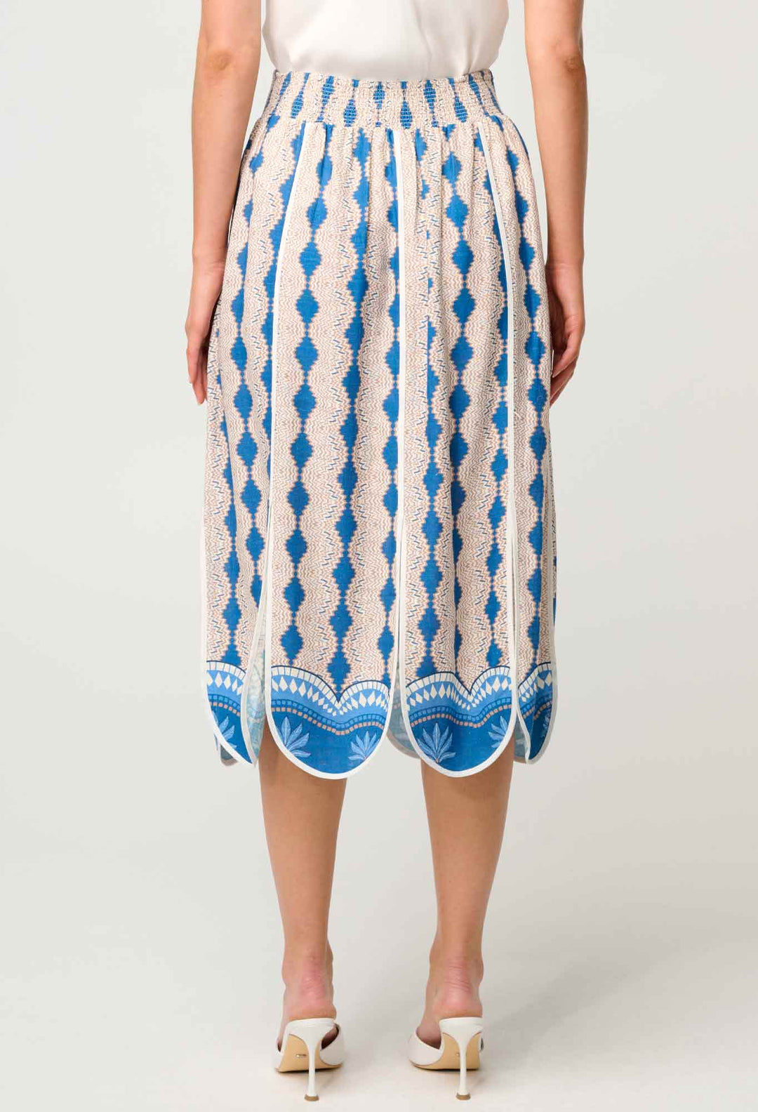 OneWas Yasmin Linen Viscose Skirt in Marrakech Topaz