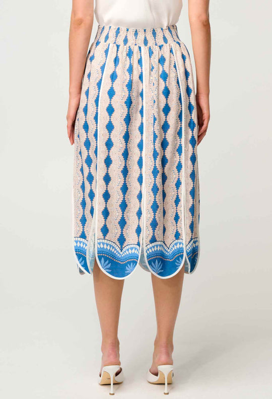 OneWas Yasmin Linen Viscose Skirt in Marrakech Topaz