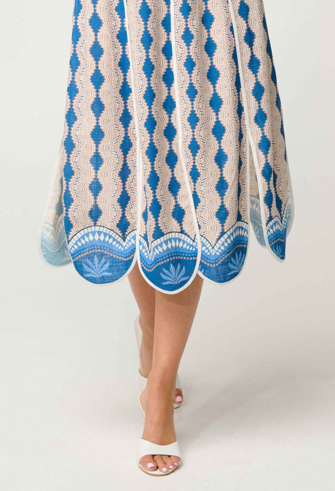 OneWas Yasmin Linen Viscose Skirt in Marrakech Topaz