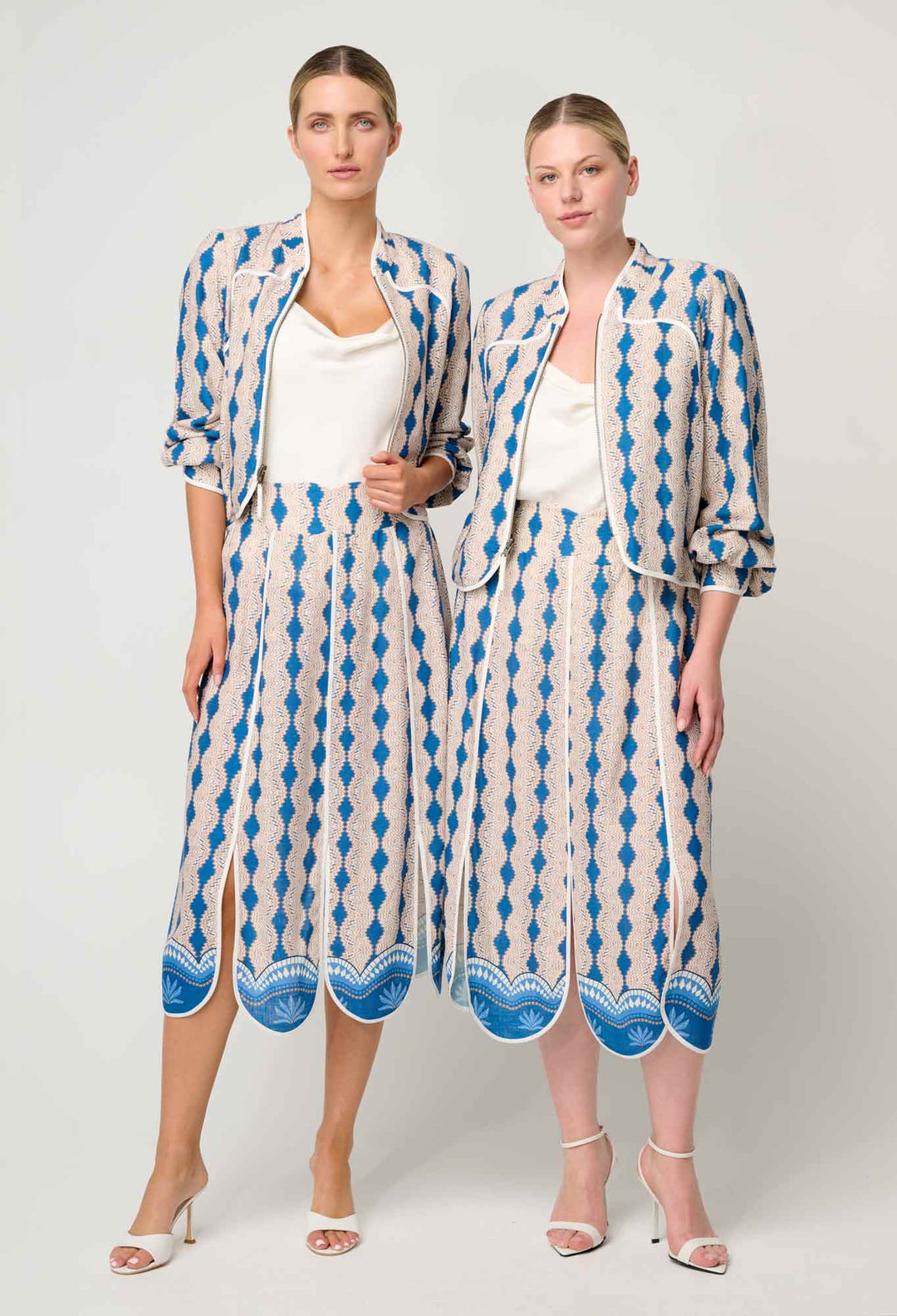 OneWas Yasmin Linen Viscose Skirt in Marrakech Topaz