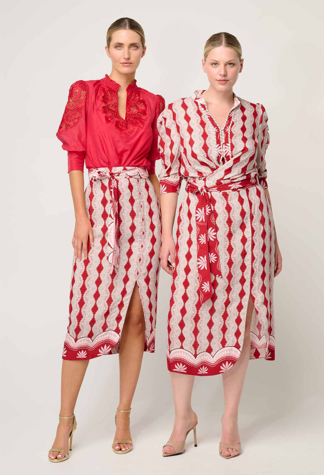 Nora Viscose Midi Skirt in Marrakech Ruby