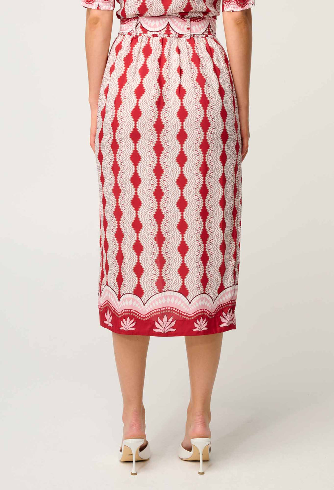 Nora Viscose Midi Skirt in Marrakech Ruby