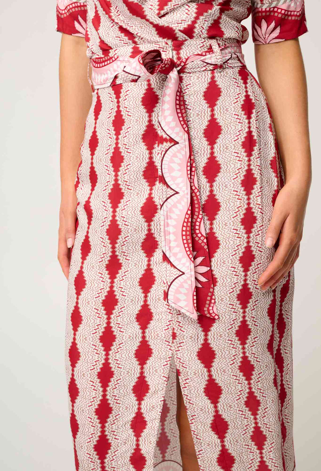 Nora Viscose Midi Skirt in Marrakech Ruby