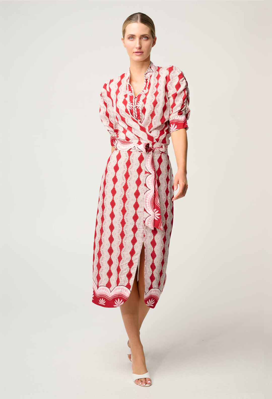 Nora Viscose Midi Skirt in Marrakech Ruby