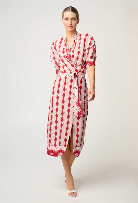 Nora Viscose Midi Skirt in Marrakech Ruby