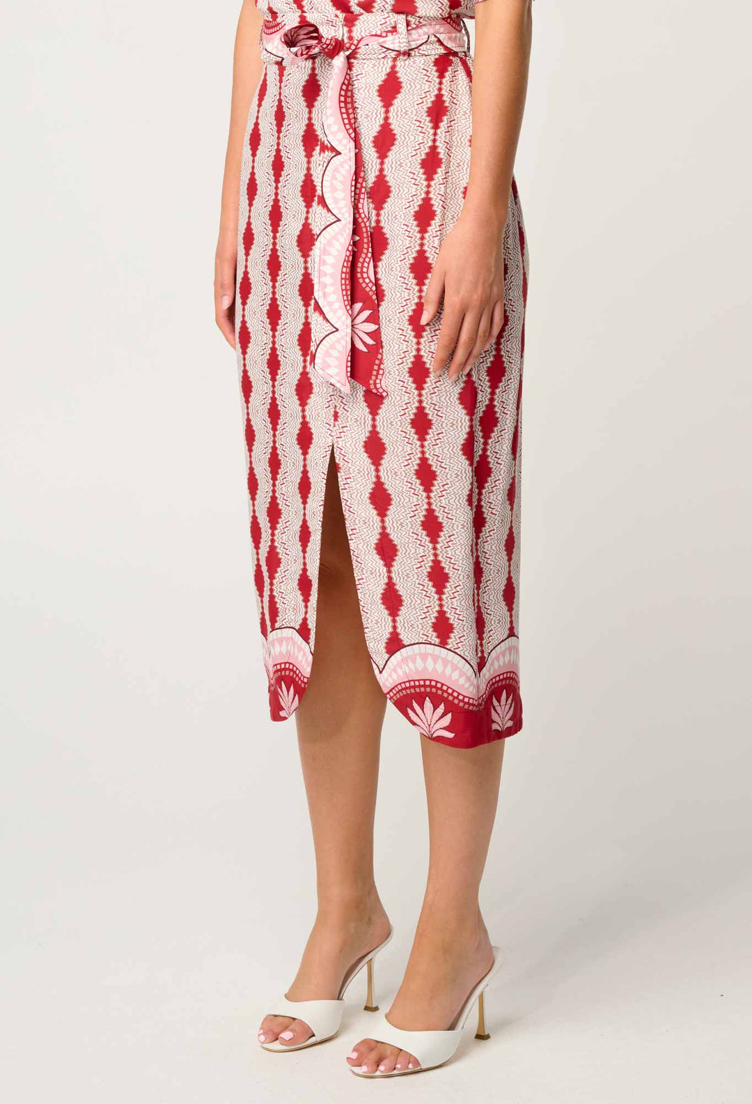 Nora Viscose Midi Skirt in Marrakech Ruby