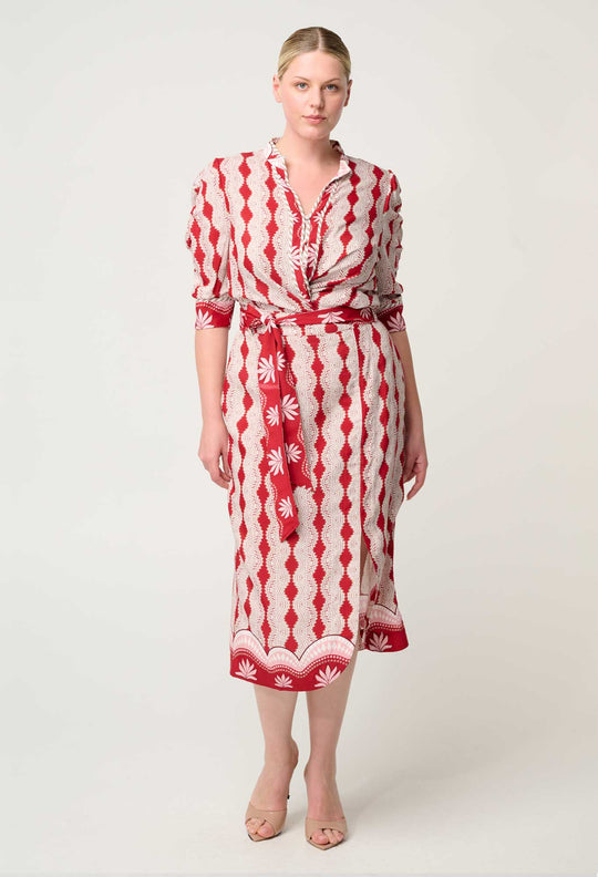 Nora Viscose Midi Skirt in Marrakech Ruby