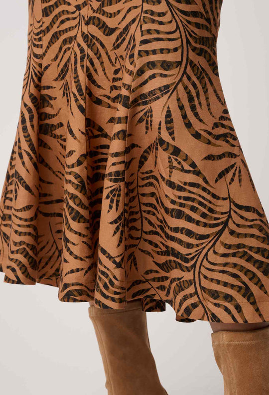 OnceWas Gayle Linen Viscose Panelled Print Skirt in Exotica