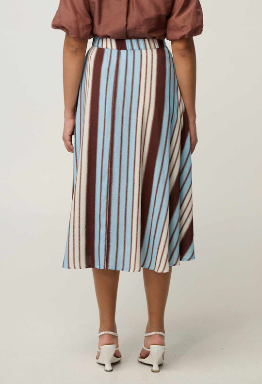 Iris Viscose Blend Skirt in Iridescent Stripe