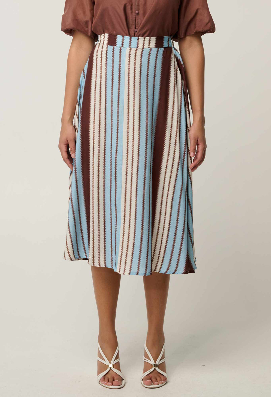 Iris Viscose Blend Skirt in Iridescent Stripe
