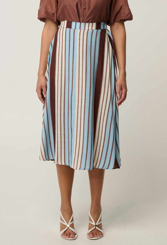 Iris Viscose Blend Skirt in Iridescent Stripe