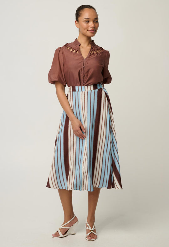 Iris Viscose Blend Skirt in Iridescent Stripe