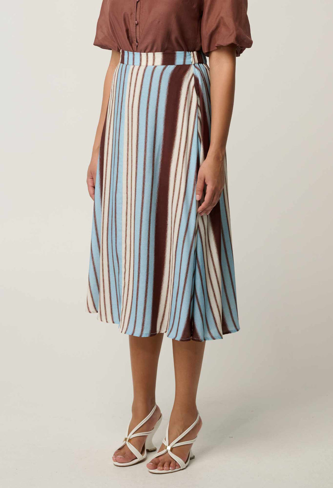 Iris Viscose Blend Skirt in Iridescent Stripe