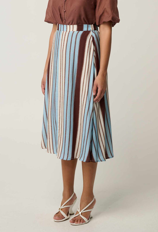 Iris Viscose Blend Skirt in Iridescent Stripe